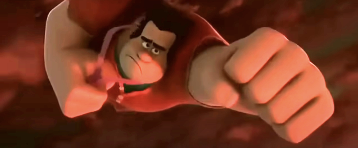 Animated character Wreck-It Ralph from the movie, shown with clenched fists ready for action