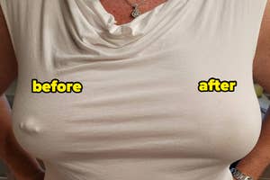 a reviewer before and after using nipple covers