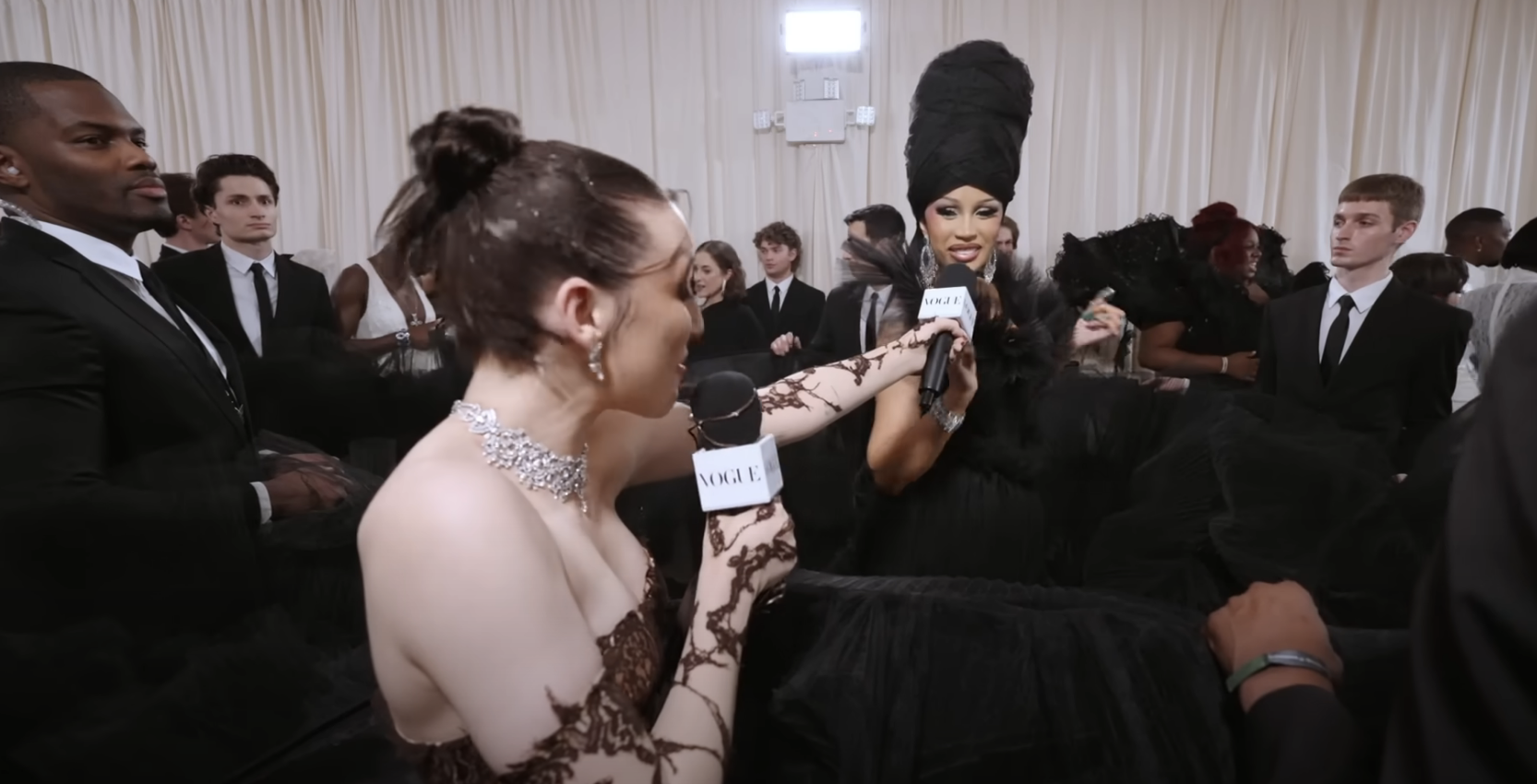Emma Chamberlain interviewing Cardi B at the Met Gala