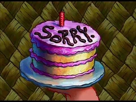 Illustration of a cake with the word &quot;Sorry&quot; on top