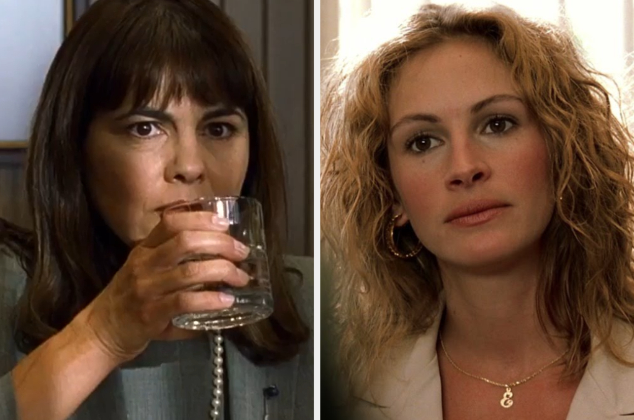 Split image: left is character Maya Gallo, right is character Julia Harris at work