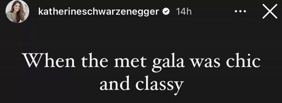 Text in image: &quot;When the met gala was chic and classy.&quot; There is a profile icon in the top left