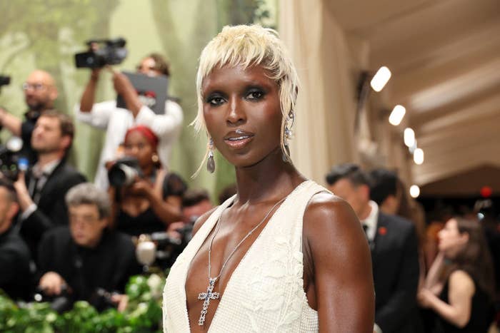 Closeup of Jodie Turner-Smith at the Met Gala