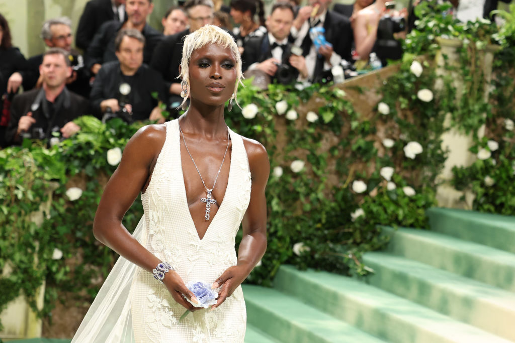 Closeup of Jodie Turner-Smith at the Met Gala