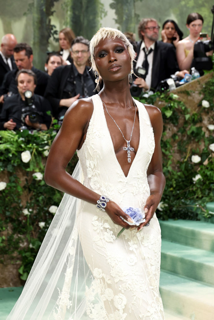 Closeup of Jodie Turner-Smith at the Met Gala