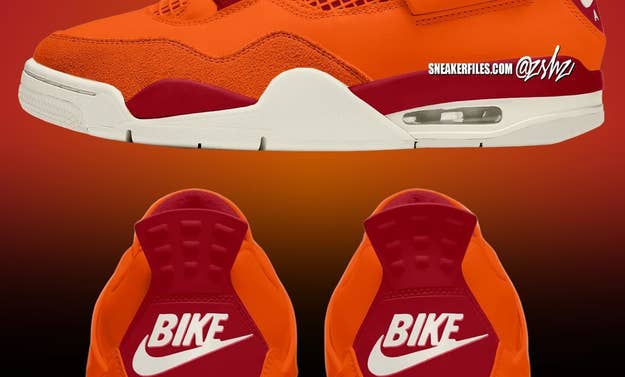 Air Jordan 4 sneakers mock-up with distinct "Nike Air" branding on heel