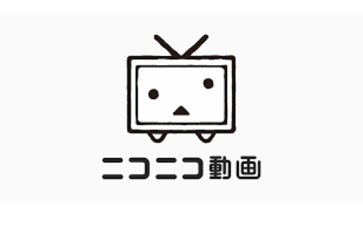 ニコニコ動画のロゴ。かわいらしいテレビ画面キャラクターが描かれている。