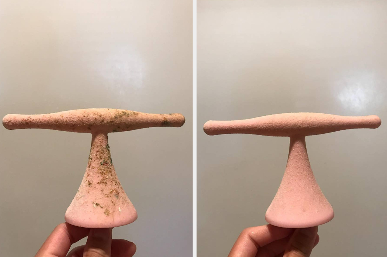 A dirty bird perch/The same perch now clean