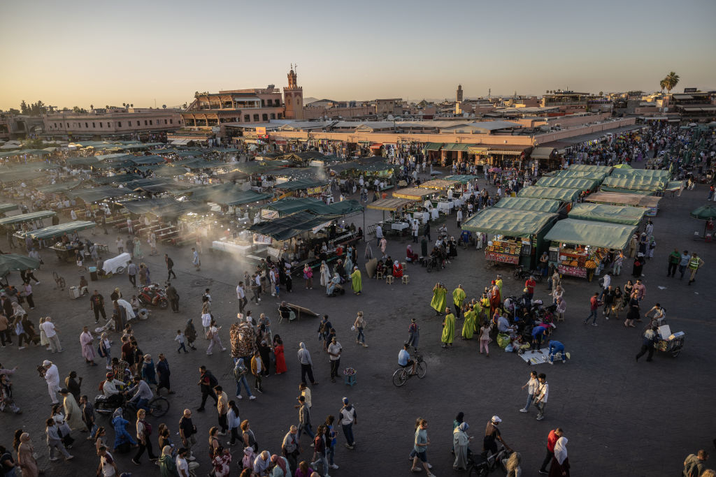 Market square in Marrakesh, aerial view