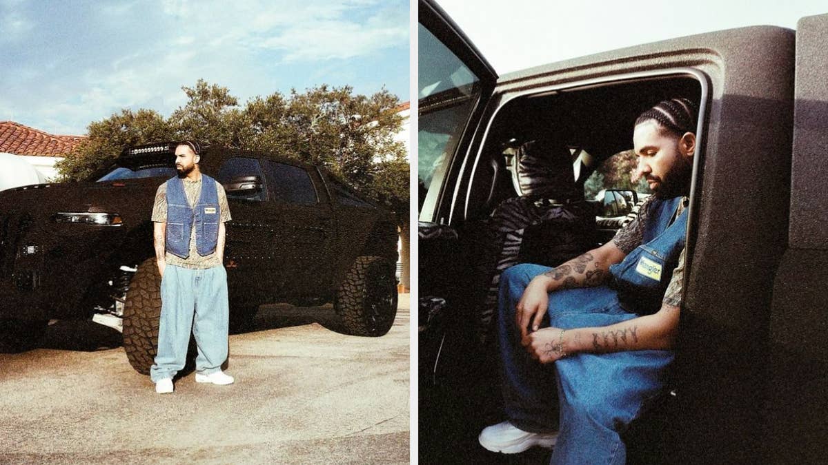 Drake posed with the indestructible vehicle at his new home in Houston.