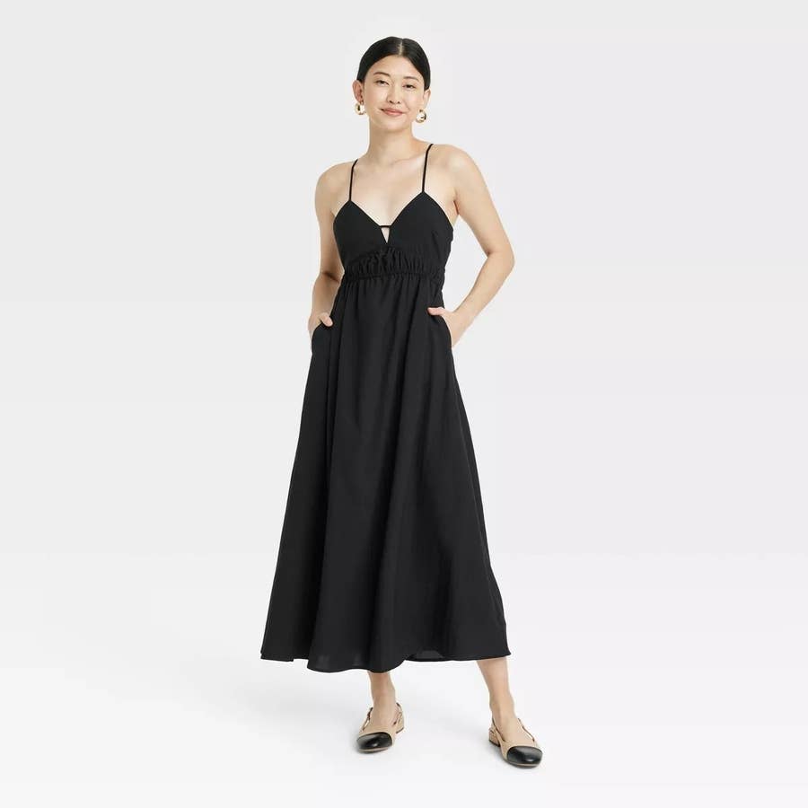 black dress with neck scarf Ladivine CD386 Elegant A-line Formal Gown / 12 Silver Dresses FUFU&GAGA 5 Drawers Black contemporary silhouette Long sleeves Size:12-14