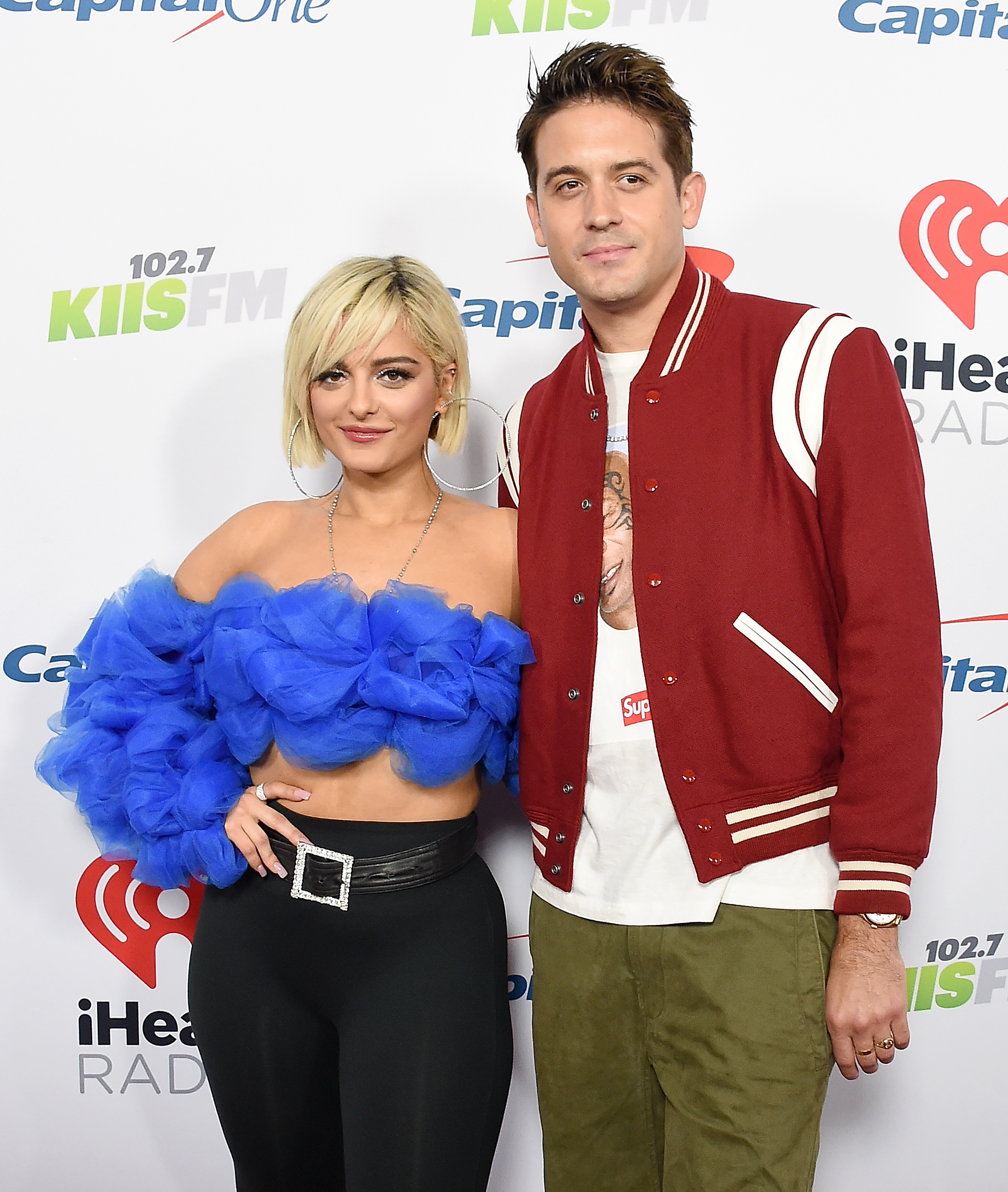 Closeup of Bebe Rexha and G-Eazy
