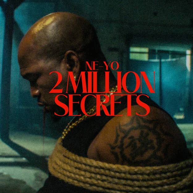 Ne-Yo appears with a tattooed arm, bound by rope, in promotional art for his new single "2 Million Secrets."