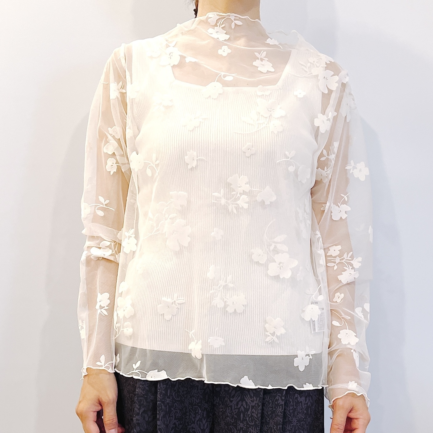 しまむらのおすすめファッションアイテム「フロッキチュールフラワPO」