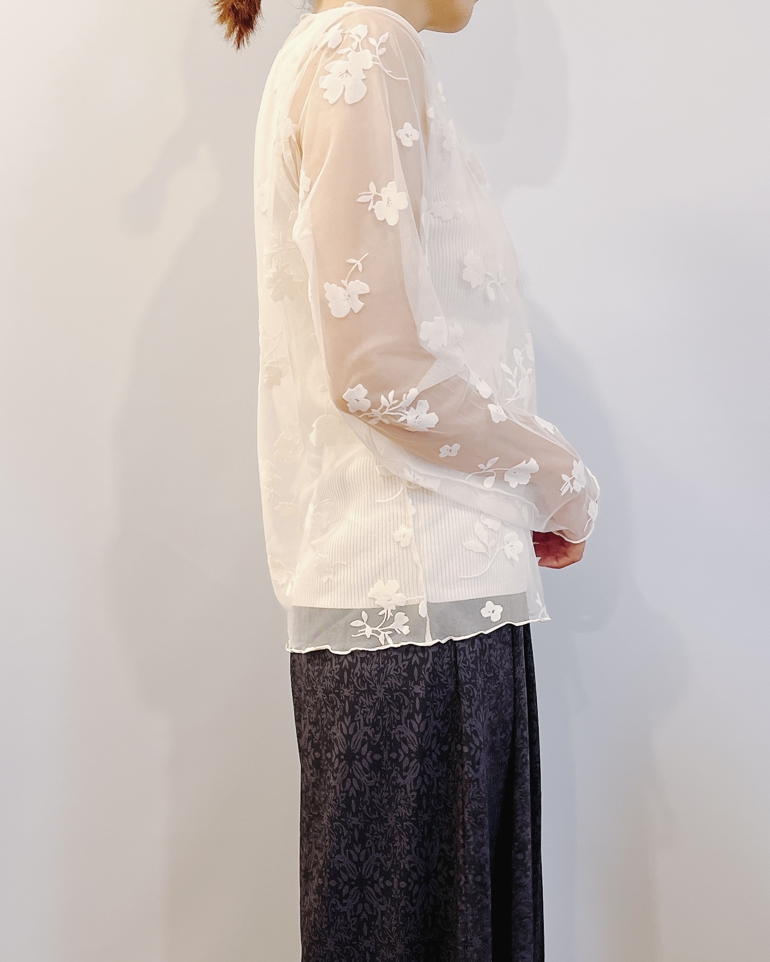 しまむらのおすすめファッションアイテム「フロッキチュールフラワPO」