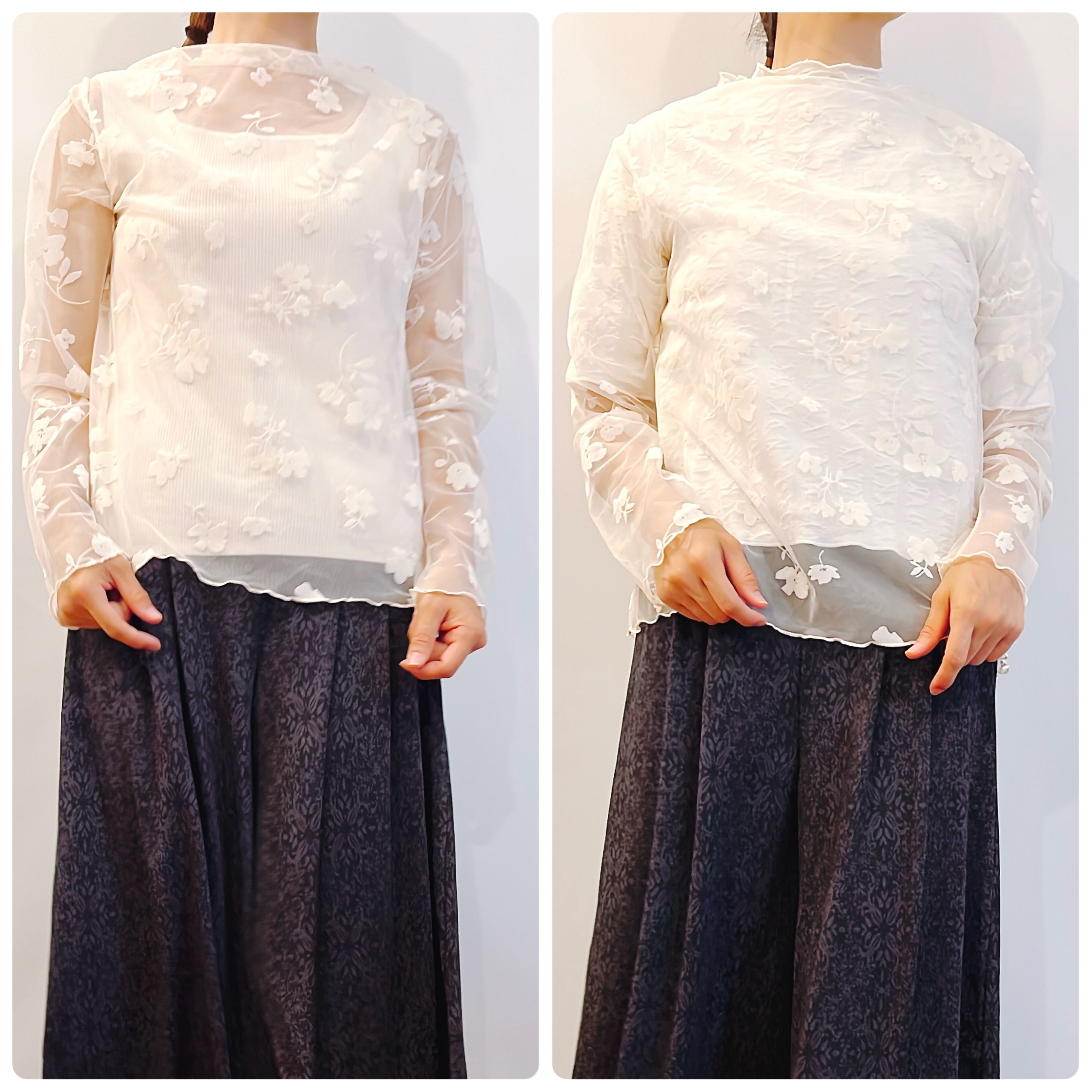 しまむらのおすすめファッションアイテム「フロッキチュールフラワPO」のコーディネート