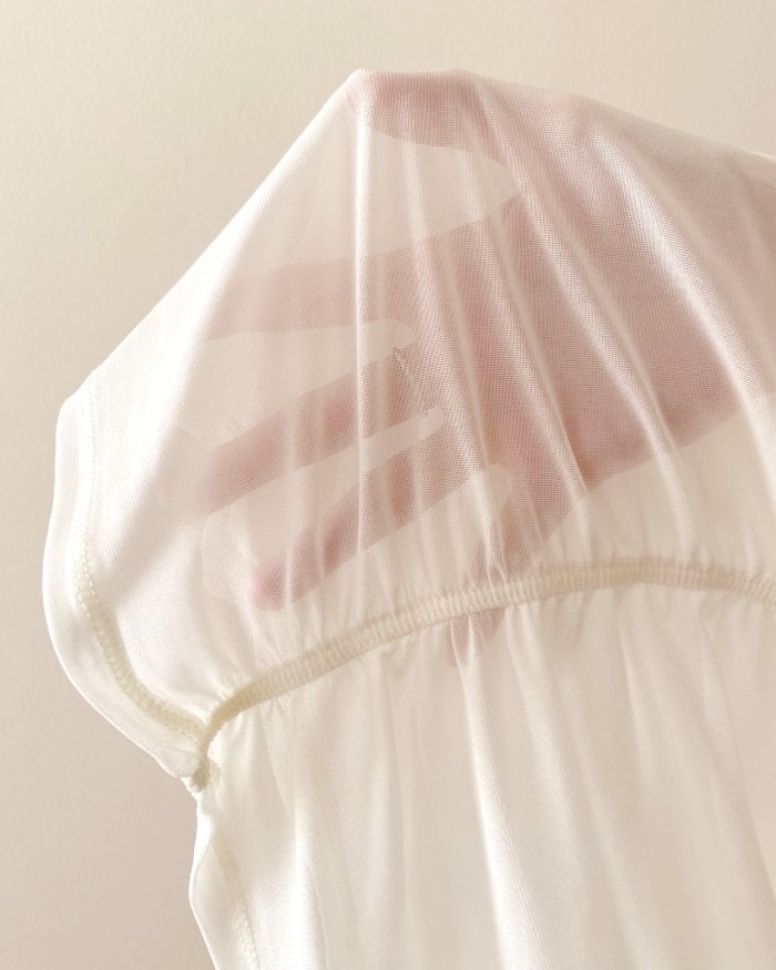 GU（ジーユー）のおすすめファッションアイテム「シアーギャザーT（半袖）Q」