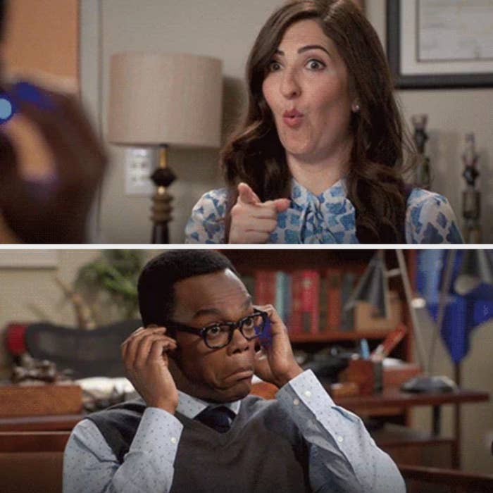 D'Arcy Carden and William Jackson Harper in "The Good Place"