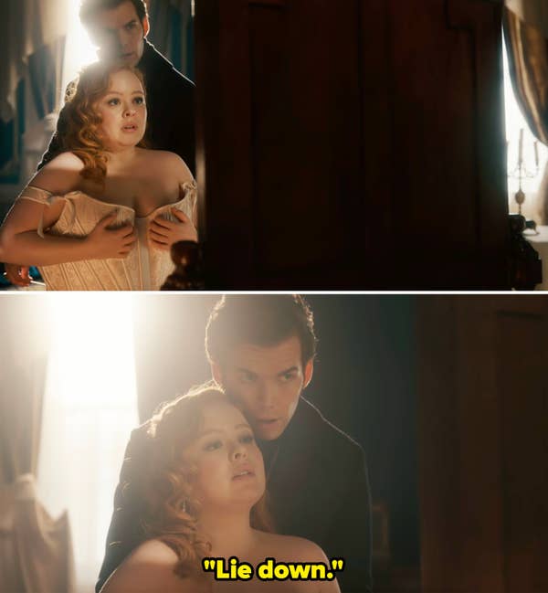 Colin telling Penelope to &quot;Lie dow&quot; after he&#x27;s undressed her
