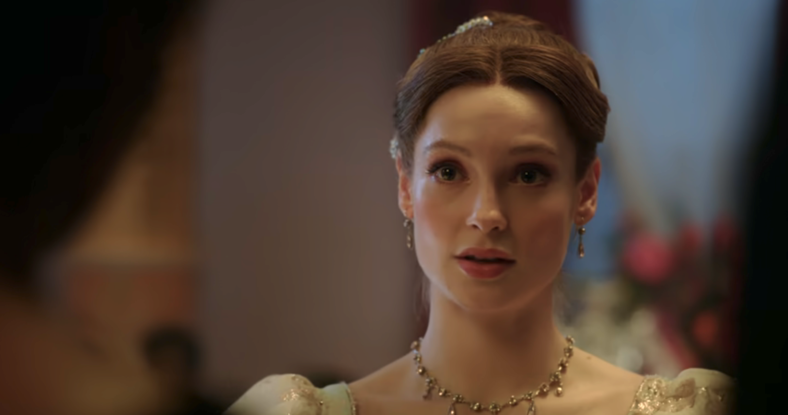 A closeup of Francesca when she first sees Michaela