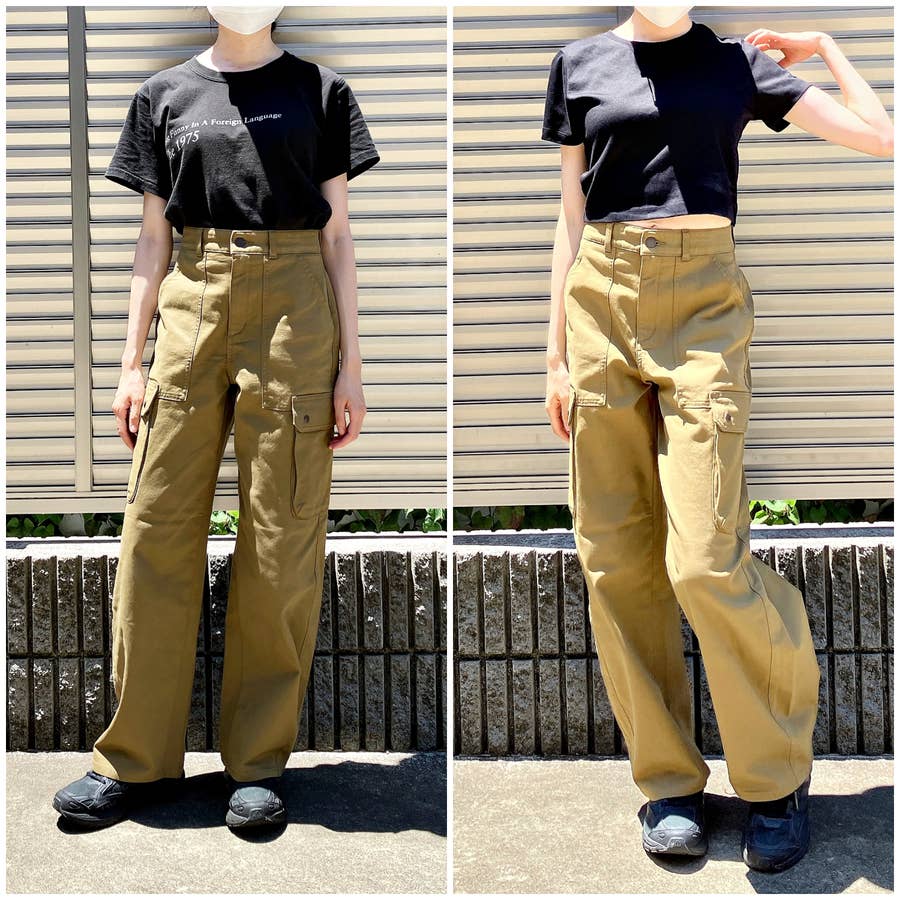 GU ベージュ カーゴパンツ 情けない ゴムウエスト