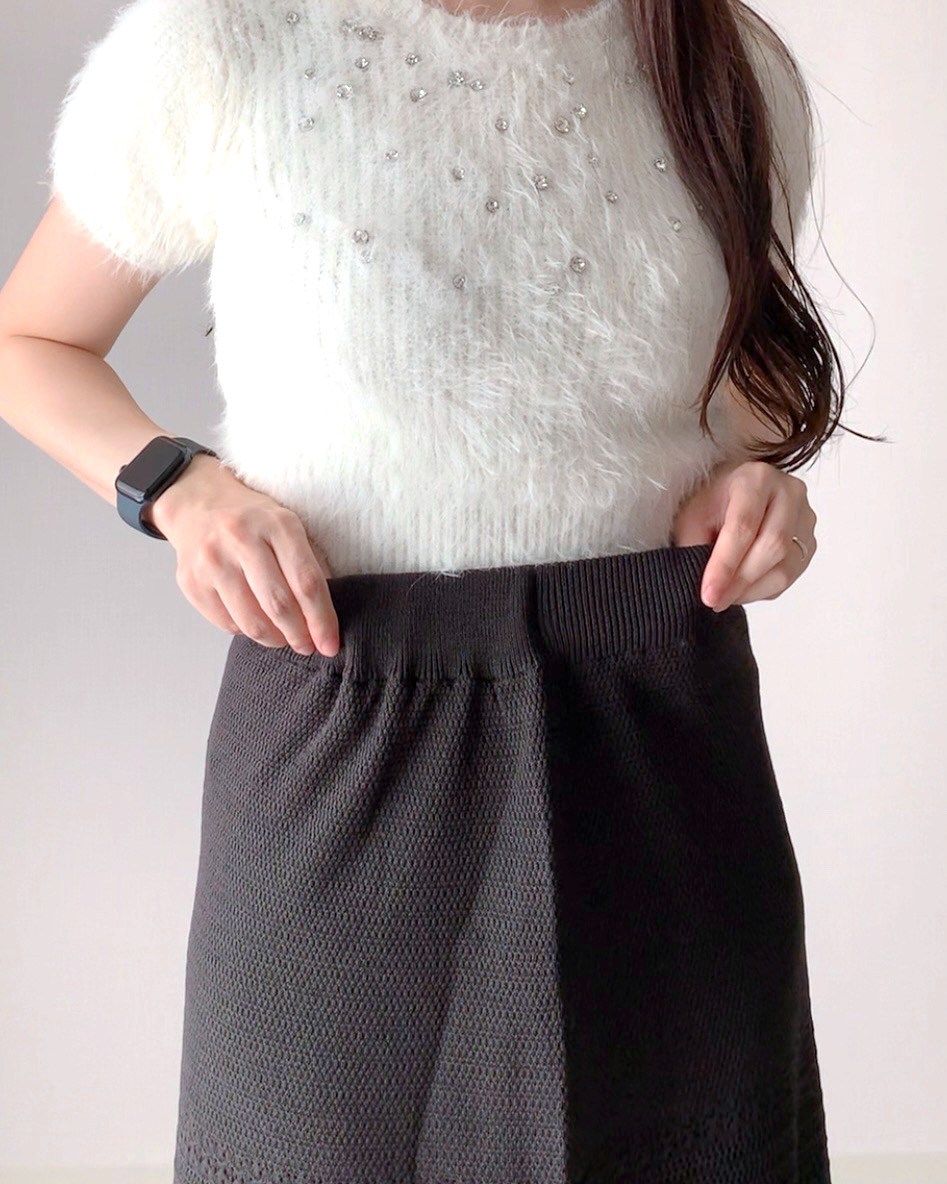 しまむらのおすすめファッションアイテム「HKAcスカシニットSK87」