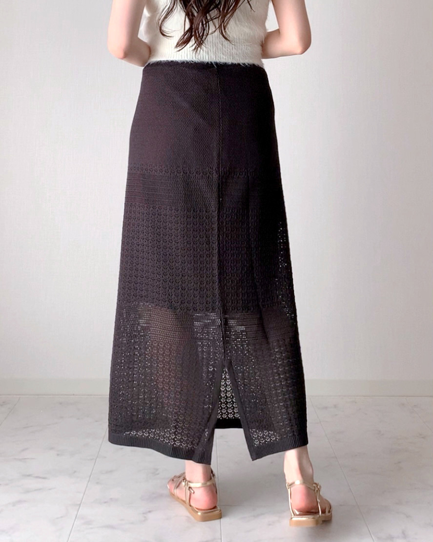 しまむらのおすすめファッションアイテム「HKAcスカシニットSK87」