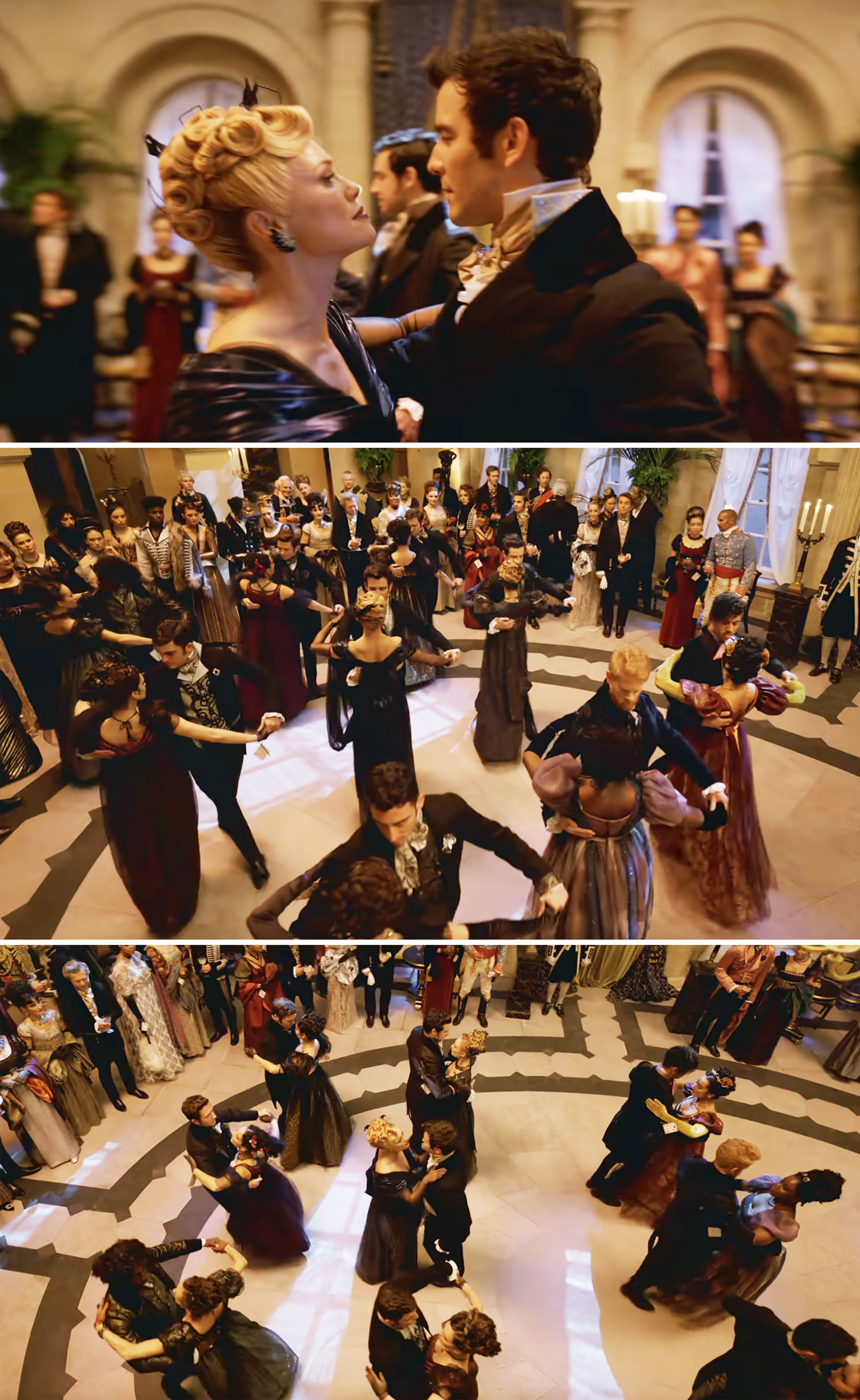 Benedict and Tilley Arnold dancing in a ballroom