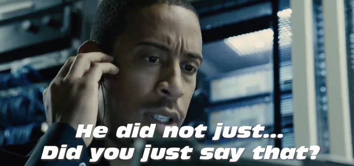 A man with a concerned expression is speaking on a headset. Text in the image reads, "He did not just… Did you just say that?"