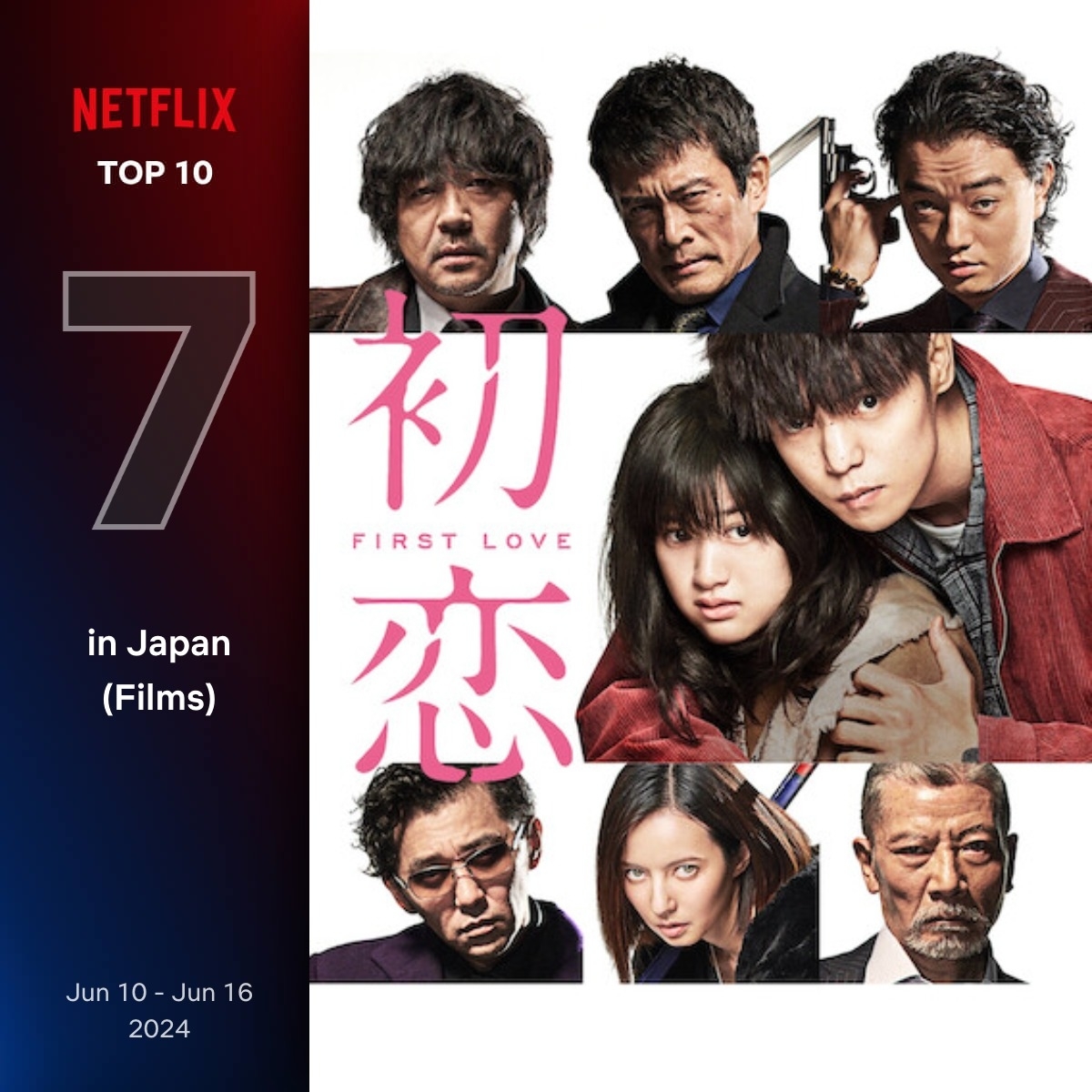 Netflix6月10日〜6月16日 映画ランキング（日本）7位『初恋』（2019）