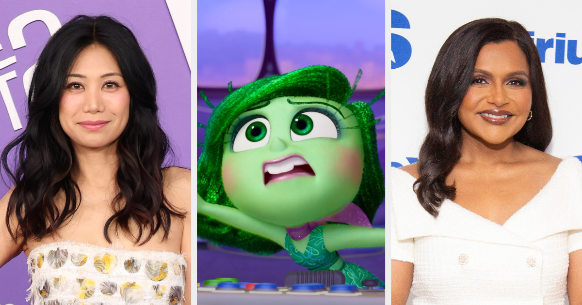 Side-by-side of Liza Lapira, Disgust in "Inside Out 2," and Mindy Kaling