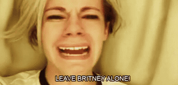 Chris Crocker cries with eyes closed and mouth open, the text reads "LEAVE BRITNEY ALONE!"