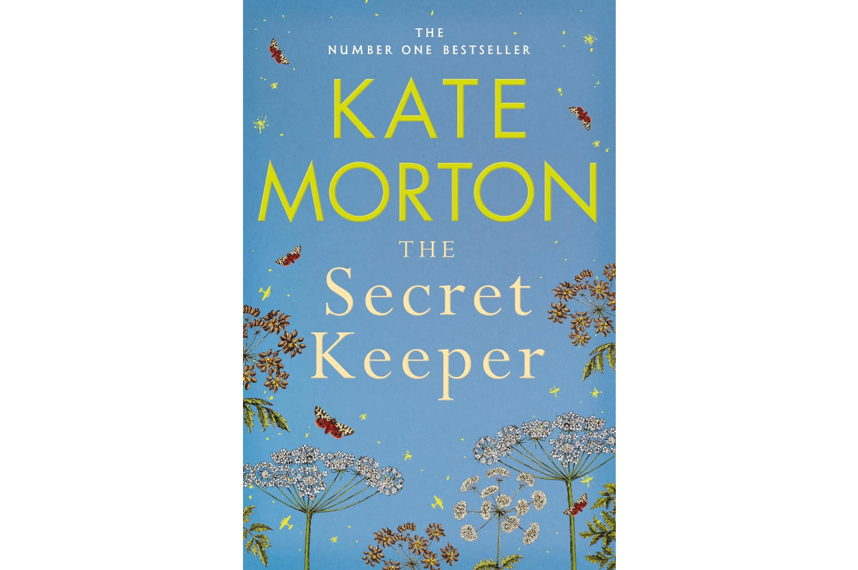 Cover of the book "The Secret Keeper" by Kate Morton, featuring botanical illustrations against a light background. Text reads: "THE NUMBER ONE BESTSELLER."