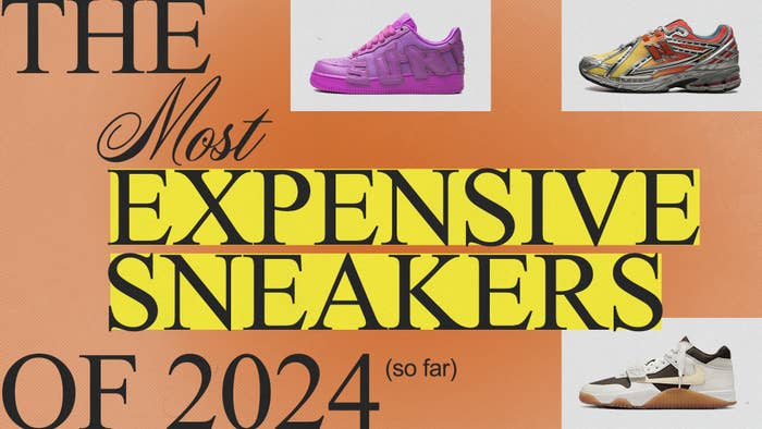  &quot;The Most Expensive Sneakers of 2024 (so far)&quot; article header with images of three different sneakers