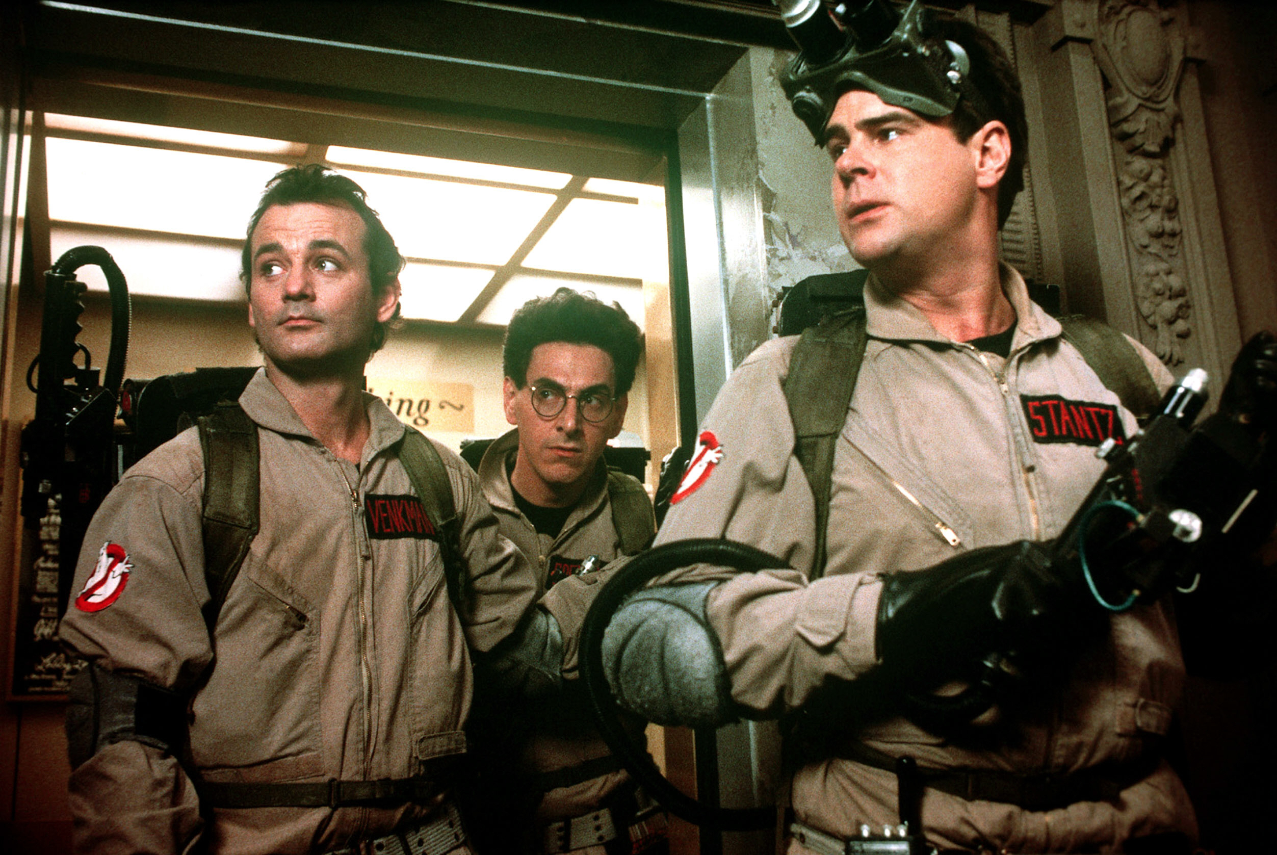 Bill Murray, Harold Ramis, and Dan Aykroyd in "Ghostbusters" (1984)