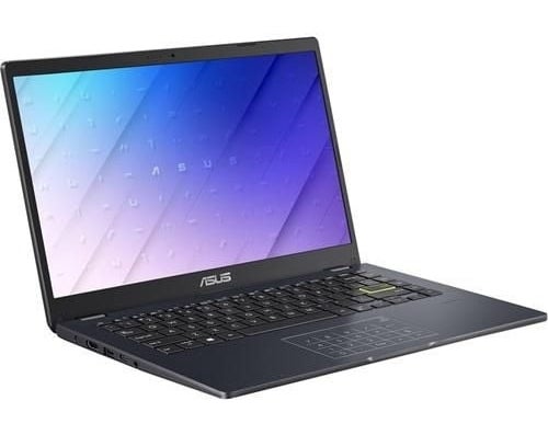 Side view of an ASUS laptop with a partially opened screen displaying a gradient background and keyboard featuring a numeric touchpad
