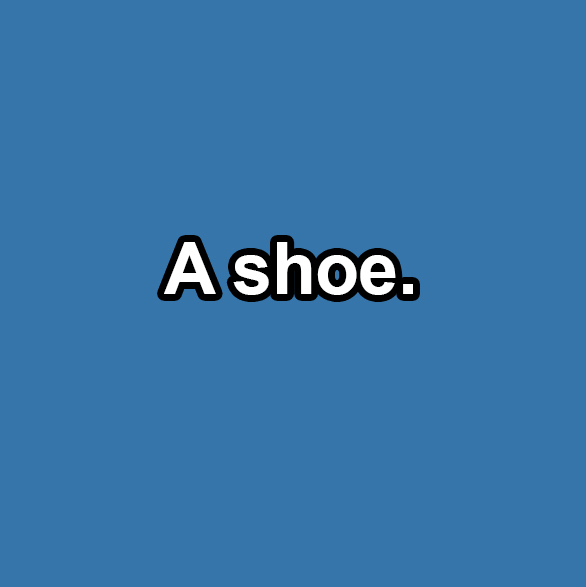 Text in the image reads: "A shoe."