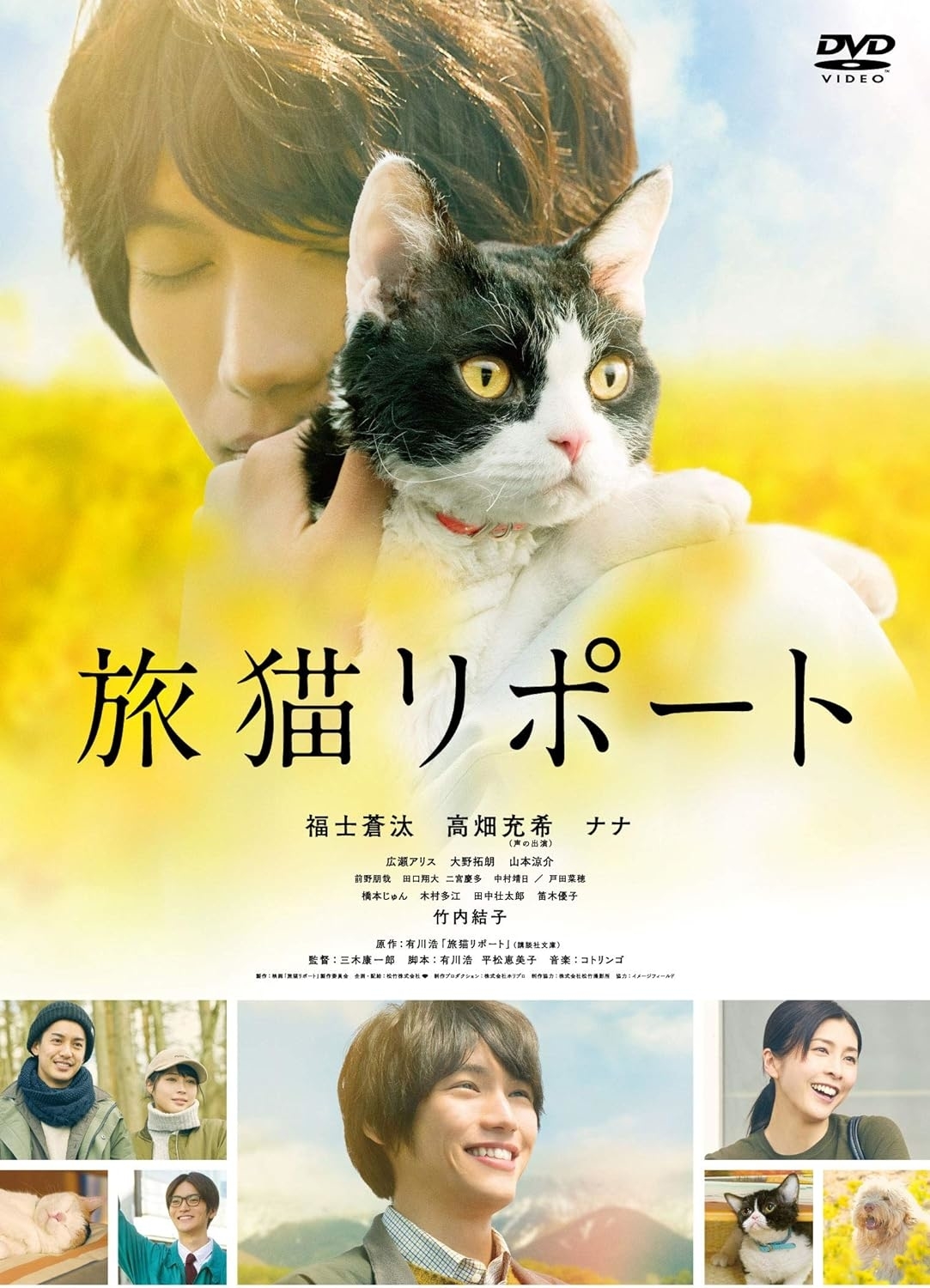 映画「旅猫リポート」のDVDカバー。福士蒼汰、高畑充希、ナナが出演。