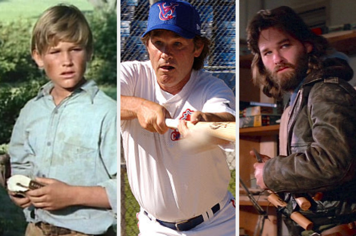 Three stills from films: Young boy in a rural setting, man in baseball attire swinging a bat, and bearded man in rugged clothing holding a firearm