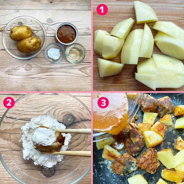 ジャガイモを料理している様子