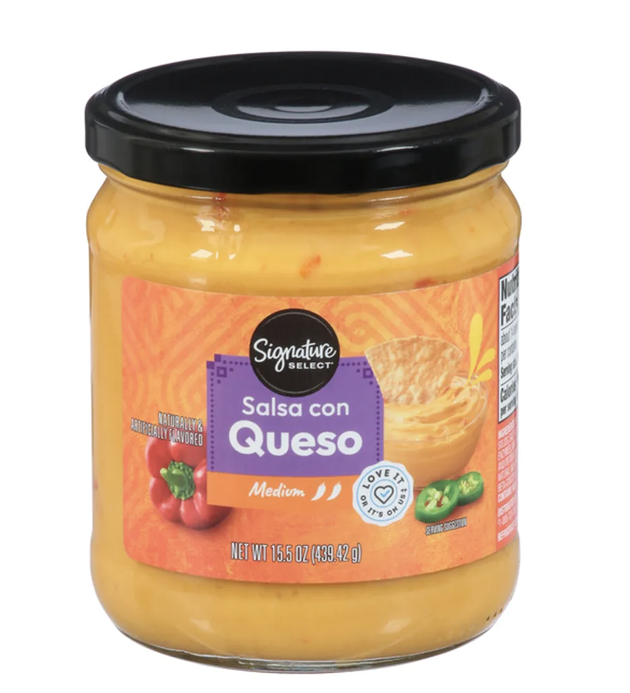 A jar of Signature SELECT medium Salsa con Queso