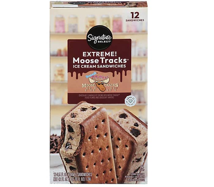 Box of Signature SELECT Extreme! Moose Tracks ice cream sandwiches