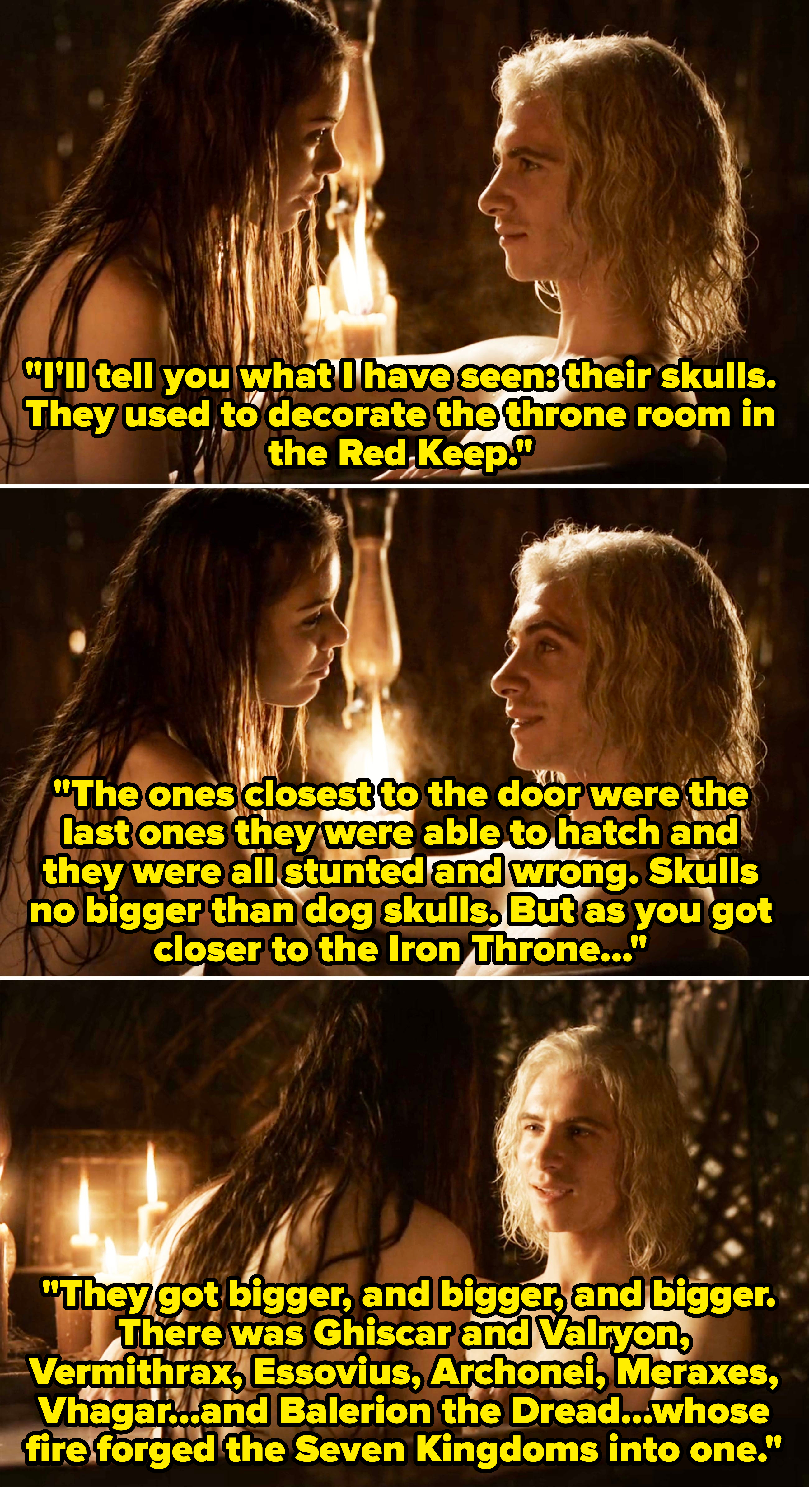 Viserys discussing the dragon skulls he used to name when he was a young boy