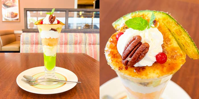 ロイヤルホストのおすすめスイーツ「焦がしメロンのブリュレパフェ」