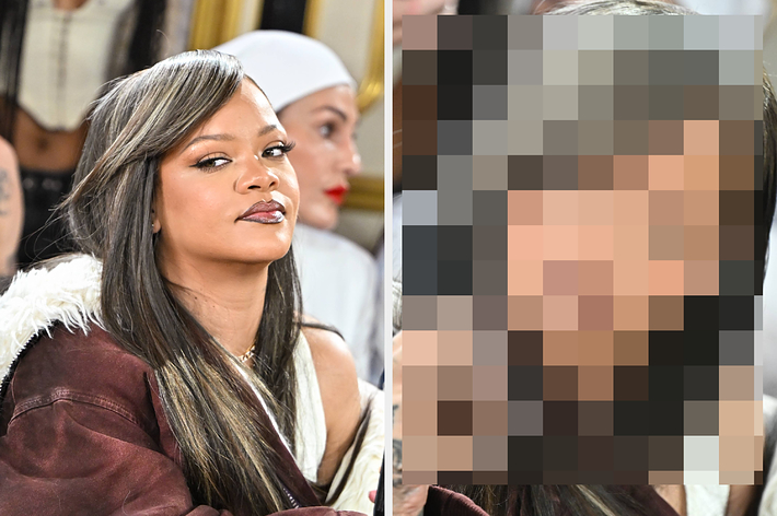 Rihanna recording at Paris Fashion Week vs Rihanna with a phone in her hand during Paris Fashion Week