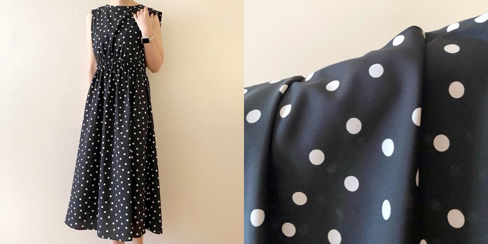 GU(ジーユー)のおすすめファッションアイテム「ドットプリントワンピース(ノースリーブ)Z」