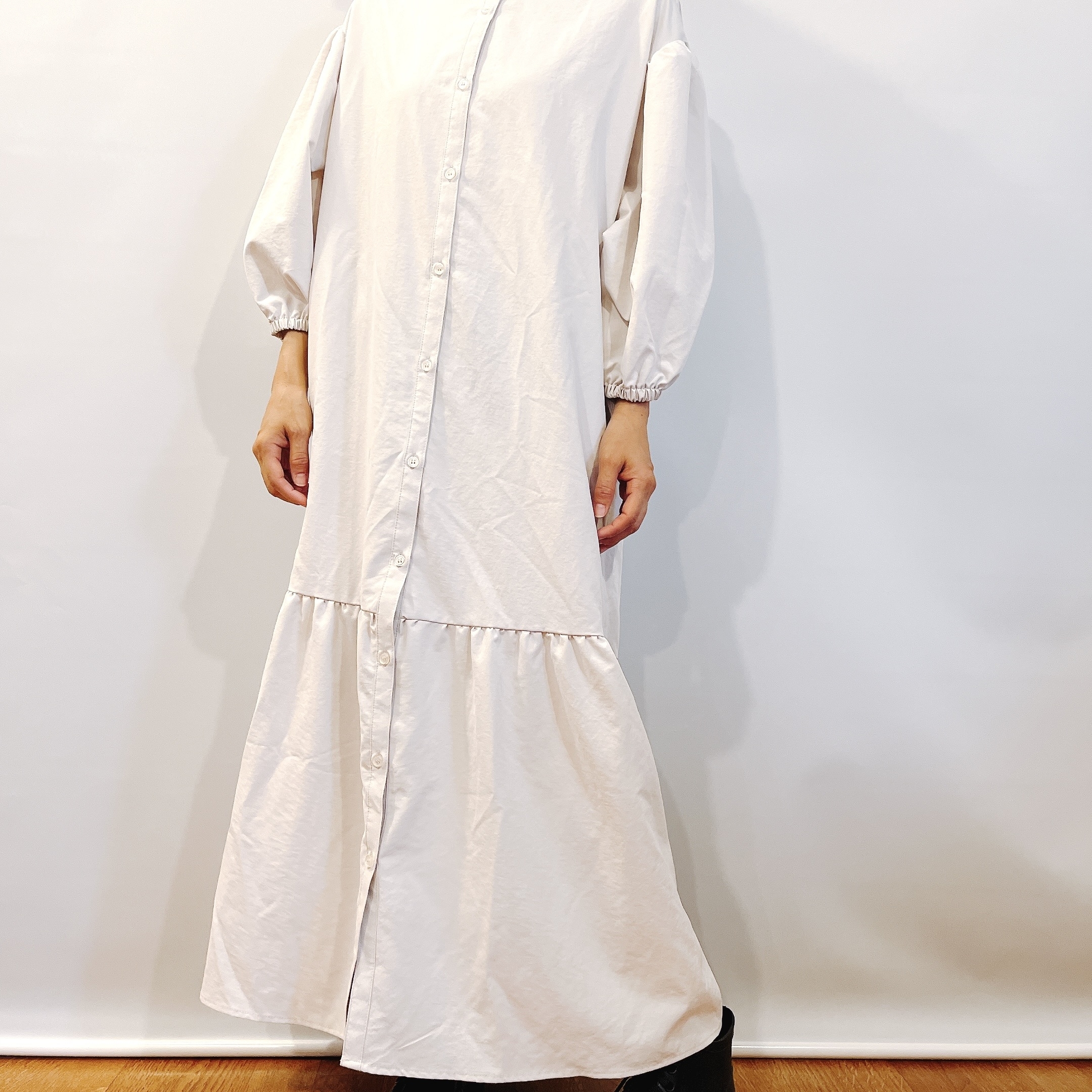 しまむらのおすすめファッションアイテム「ワッシャーティアードワンピ」