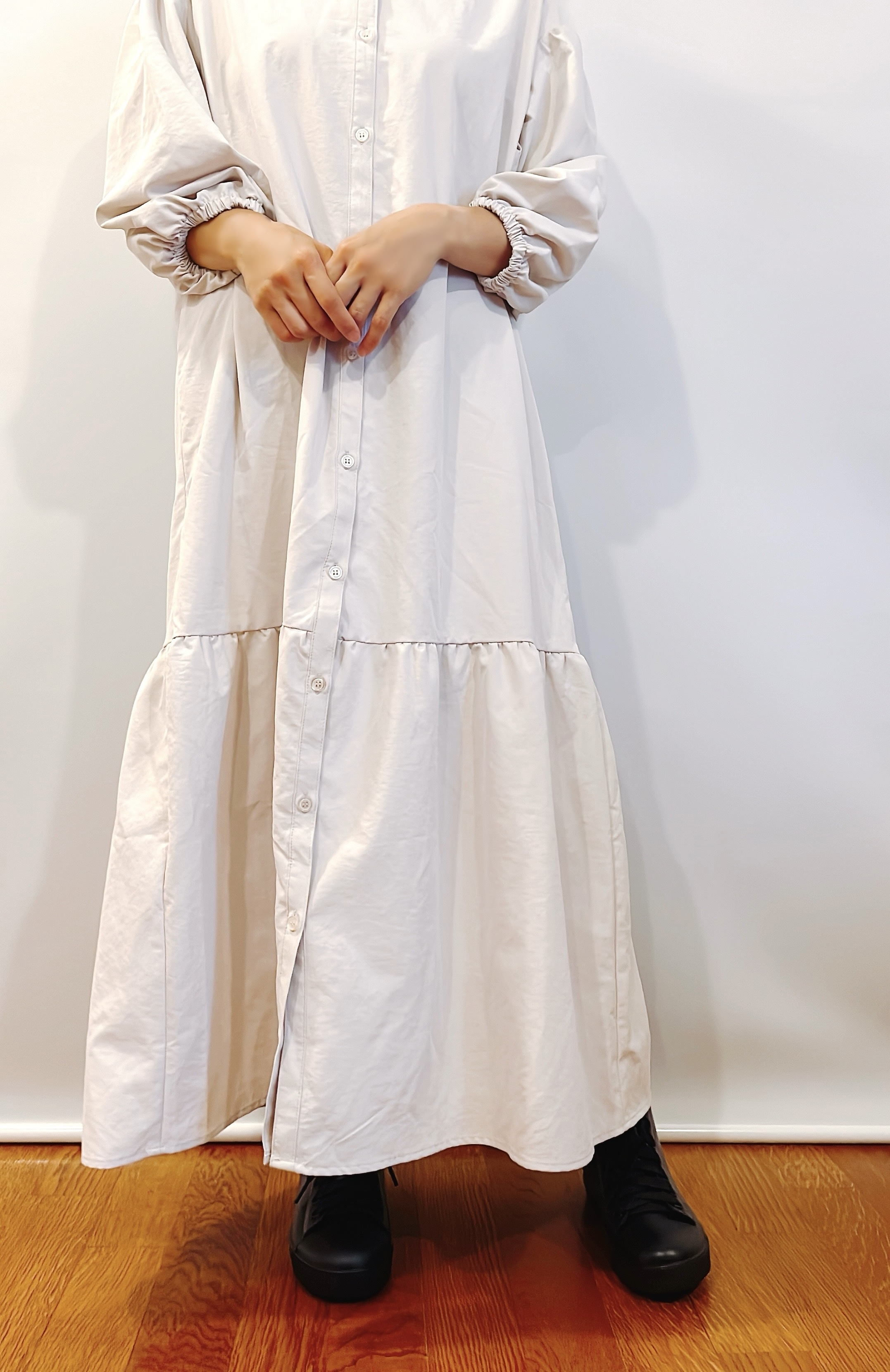 しまむらのおすすめファッションアイテム「ワッシャーティアードワンピ」