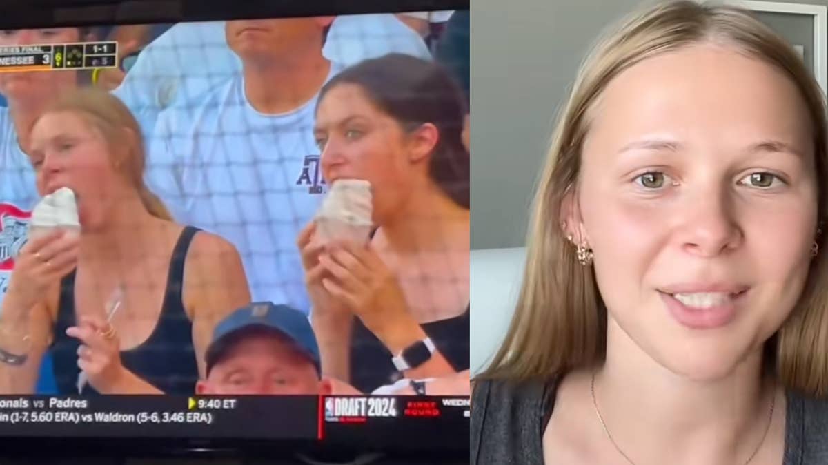 ESPN's cameras focused on the woman and her friend licking ice cream for an extended moment.