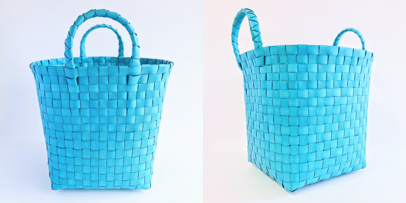 無印良品のおすすめ収納グッズ「ポリプロピレン 梱包用バンド 手編みバスケット 小 ブルー」